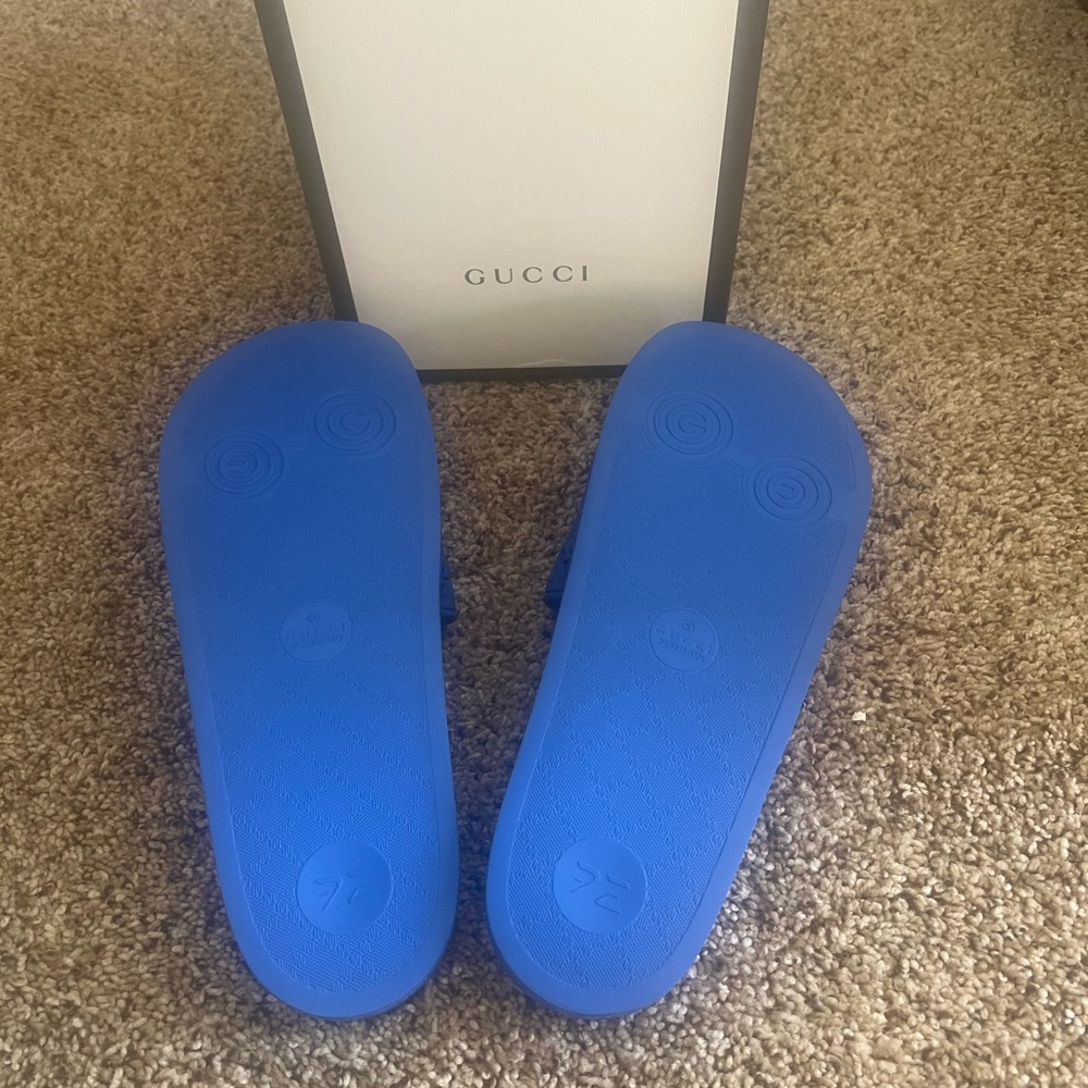 Gucci Men’s Size 12 New Authentic Pursuit Slides GG Perforated Sandals - Picture 10 of 12